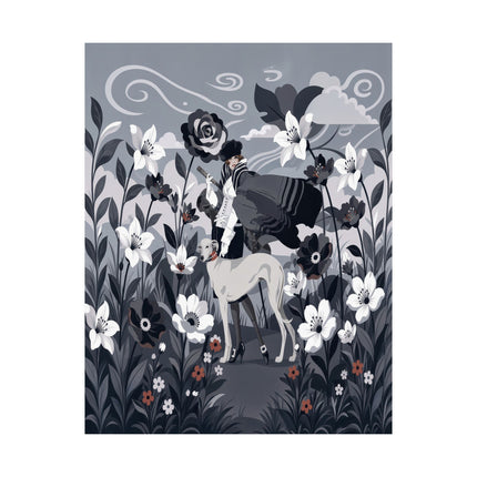 🖤🐕 The Lady Of The Midnight Hound Matte Vertical Poster – Art Deco Fashion Whimsy