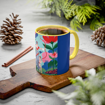 The Lady Of The Scarlet Bow Colorful Mugs – Art Deco Botanical Archer Elegance