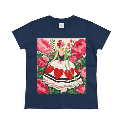 ❤️🌸 The Heart Garden Cotton Tee – Art Deco Floral Romance