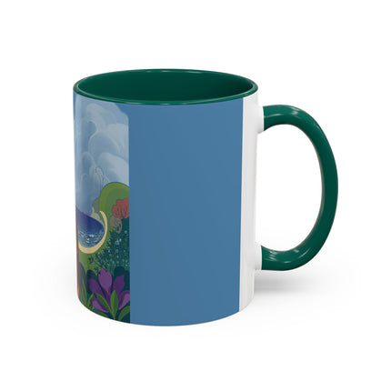 The Lady And The Sea Breeze Colorful Mugs – Art Deco Coastal Serenity