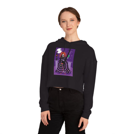 Mystic Elegance Women’s Cropped Hooded Sweatshirt