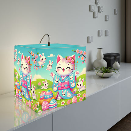Springtime Kitten’s Easter Joy Light Cube Lamp
