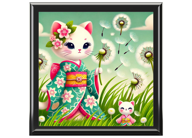 Geisha Kitten and the Dandelion Wish Jewelry Box