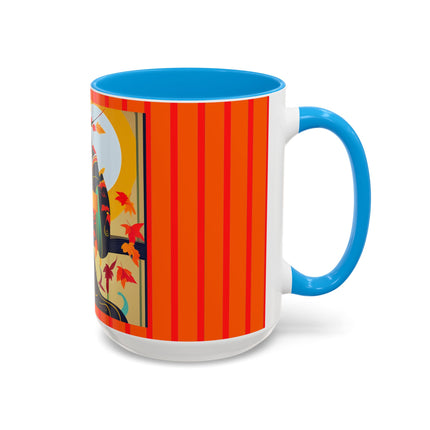 Black Cat in Kimono Colorful Mugs, 11oz