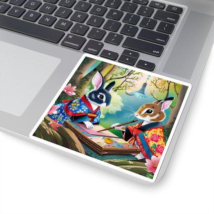 Fairy Animals Writing Wishes  Kiss-Cut Stickers (4 Sizes)