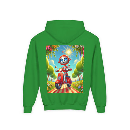 The Traveling Robot Youth Hooded Sweatshirt – Adventure, Curiosity & Playful Discovery
