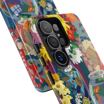 Floral Fishbowl Still Life Phone Case – Vibrant Harmony & Colorful Life
