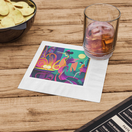 Dance of the Skeleton Ballerinas White Coined Napkins