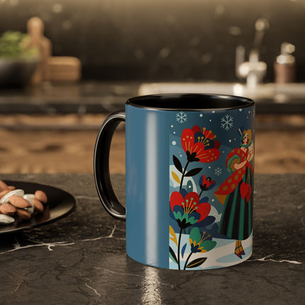 ❤️❄️ The Winter Heart Messenger Colorful Mug – Art Deco Snow Garden Fantasy