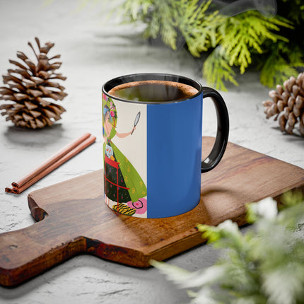 Lady with the Golden Fish Colorful Mugs – Whimsical Fashion & Playful Fantasy