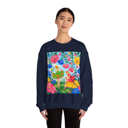 🌸🧚 The Fairies In The Flower Garden Crewneck Sweatshirt – Art Deco Floral Whimsy