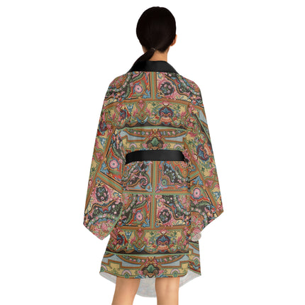 L'Ornement Polychrome by Albert Racine Long Sleeve Kimono Robe (AOP)