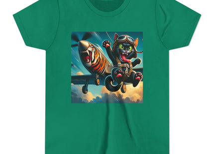 Parachuting Cat Commando Youth Short Sleeve Tee