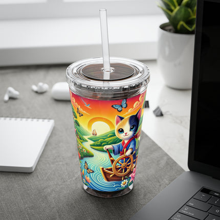 Sailor Kitten’s River Adventure Sunsplash Tumbler with Straw, 16oz