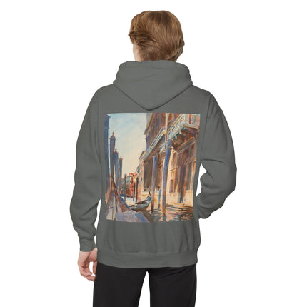Gondola Moorings on the Grand Canal by John Singer Sargent Unisex Garment-Dyed Hoodie