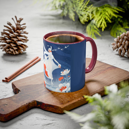 ❄️⛸️ The Winter Skater’s Flight Colorful Mug – Art Deco Floral Fantasy