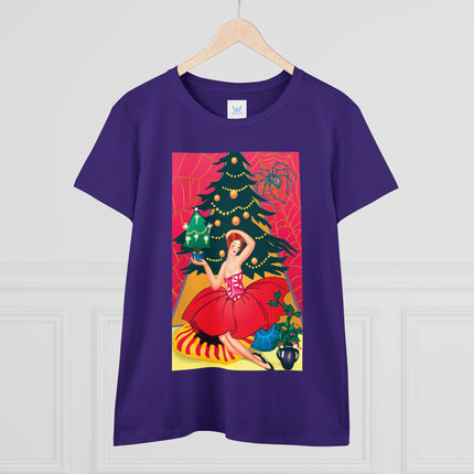 Art Deco Christmas Enchantment Women's Midweight Cotton Tee