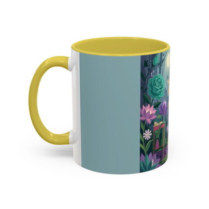 The Lady Of The Moonlit Garden Colorful Mugs – Art Deco Botanical Serenity