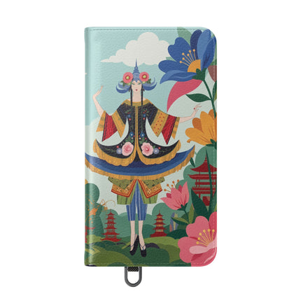 🌸🏯 The Lady Of The Pagoda Garden Flip Case – Art Deco Floral Fantasy