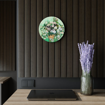 Roses by Vincent Van Gogh Acrylic Wall Clock, Round and Square
