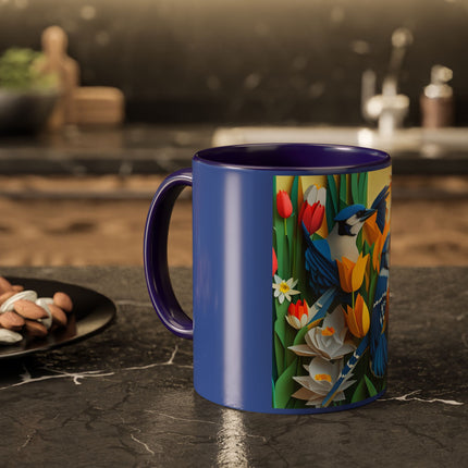 Blue Jays in a Spring Garden Colorful Mugs (11oz, 15oz)