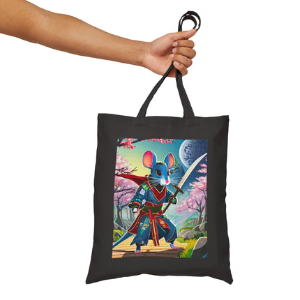Cyber Samurai Rat Cotton Canvas Tote Bag