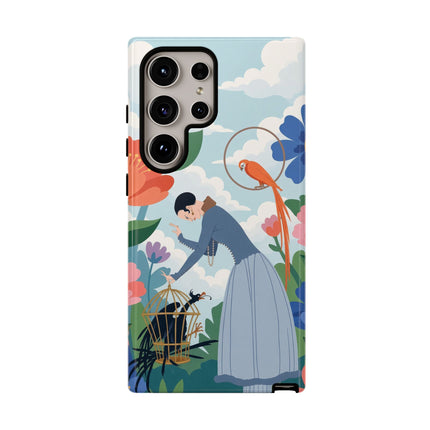 🦜🌺 The Lady Of The Garden Aviary Phone Case – Art Deco Floral Whimsy