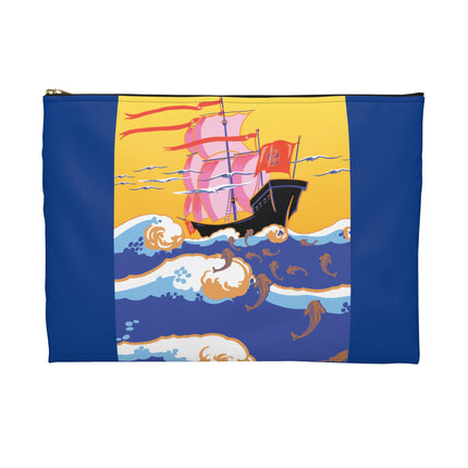 Golden Seas and Whimsical Dreams Accessory Pouch – Art Deco Nautical Design