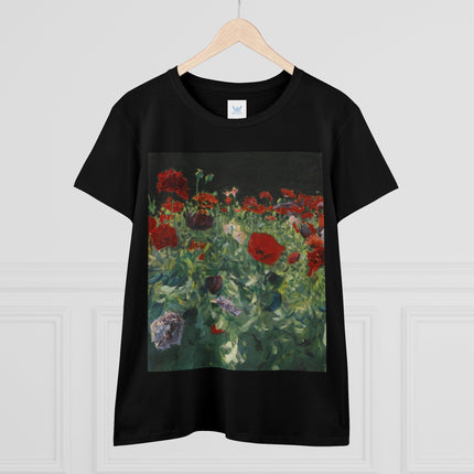 Poppies (A Study of Poppies for Carnation, Lily, Lily, Rose) by John Singer Sargent Women's Midweight Cotton Tee