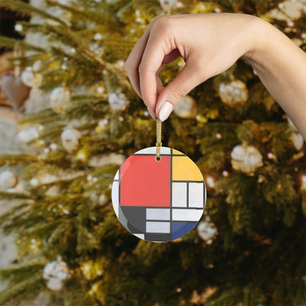 Composition with Red, Yellow, Blue, and Black by Piet Mondrian Glass Ornament