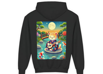 Melodic Kitten by the Koi Pond Youth Heavy Blend Hooded Sweatshirt