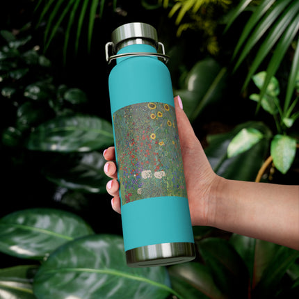 Farm Garden with Sunflowers by Gustav Klimt Copper Vacuum Insulated Bottle, 22oz