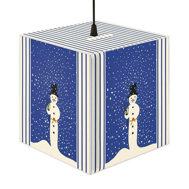 Snowman in Falling Snow Light Cube Lamp