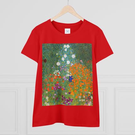 Cottage Garden by Gustav Klimt Women's Midweight Cotton Tee