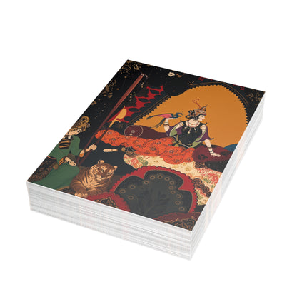 🐅🦚 The Maharani And The Tiger Postcard Bundles – Art Deco Indian Royal Elegance