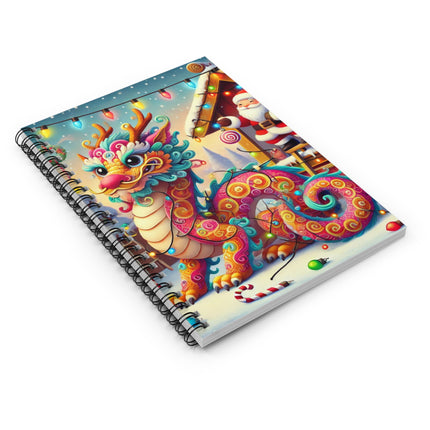 Playful Dragon's Christmas Spiral Notebook - Ruled Line