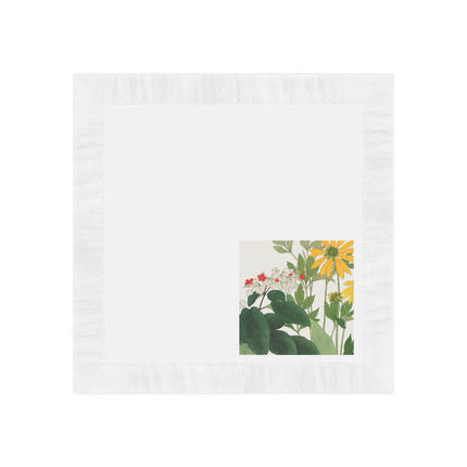 Clerodendrum & Rudbeckia by Tanigami Kônan White Coined Napkins