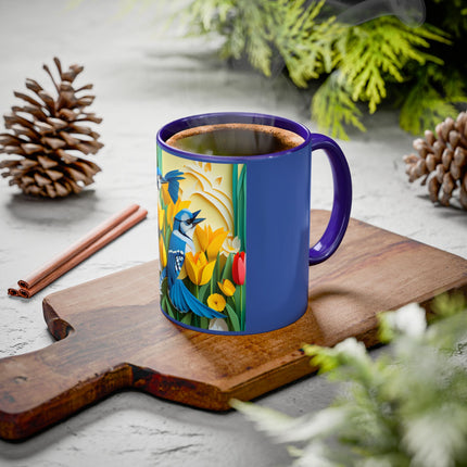 Blue Jays in a Spring Garden Colorful Mugs (11oz, 15oz)