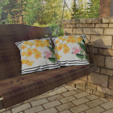 Golden Bow Orchid by Tanigami Kônan Outdoor Pillows