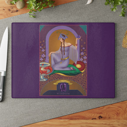 February & Amethyst Zodiac Glass Cutting Board