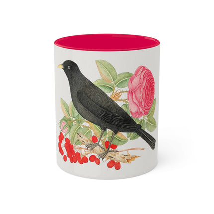 Blackbird with Roses by Anonymous Colorful Mugs, 11oz