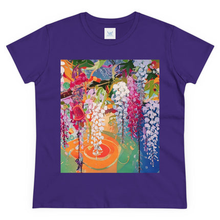 Women's Golden Wisteria Print Midweight Cotton Tee
