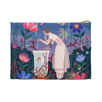 🐠🌸 The Enchanted Aquarium Garden Accessory Pouch – Art Deco Underwater Fantasy