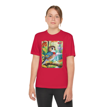 Baby Hawk Plays in Forest Youth Competitor Tee