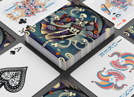 Skeleton Kabuki Performer Playing Cards