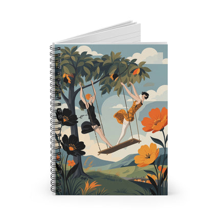 🌳🌺 The Ladies Of The Garden Swing Spiral Notebook – Art Deco Floral Adventure