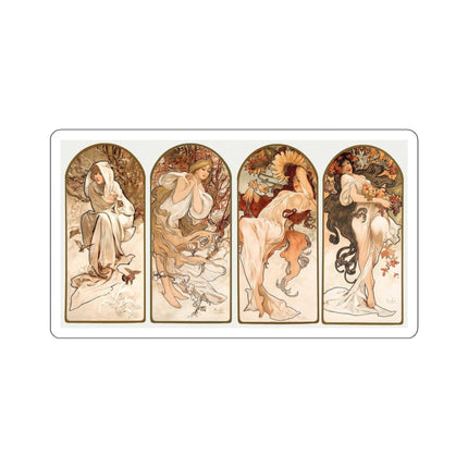 The Seasons by Alphonse Maria Mucha Kiss-Cut Stickers (4 Sizes)