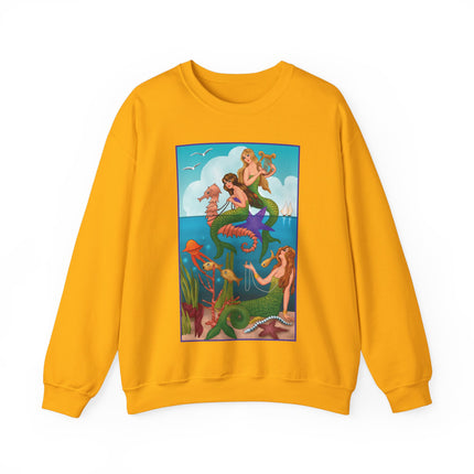 Three Mermaids with Strings of Pearls by Carlo Chiostri Heavy Blend™ Crewneck Sweatshirt