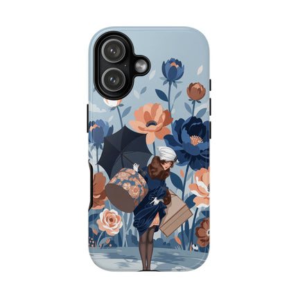 ☂️🌺 The Lady Of The Traveling Garden Phone Case – Art Deco Floral Adventure