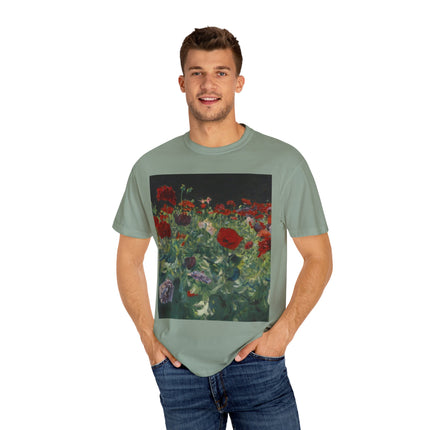 Poppies (A Study of Poppies for Carnation, Lily, Lily, Rose) by John Singer Sargent Unisex Garment-Dyed T-shirt